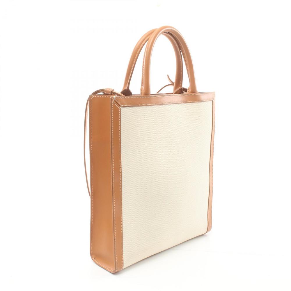 Celine Bag Brown Tote White Leather Vertical Small